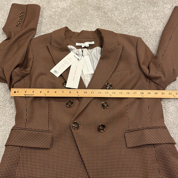 VERONICA BEARD MILLER MICRO-GINGHAM DICKEY JACKET in Camel Brown Size 16 NWT - Picture 7 of 10